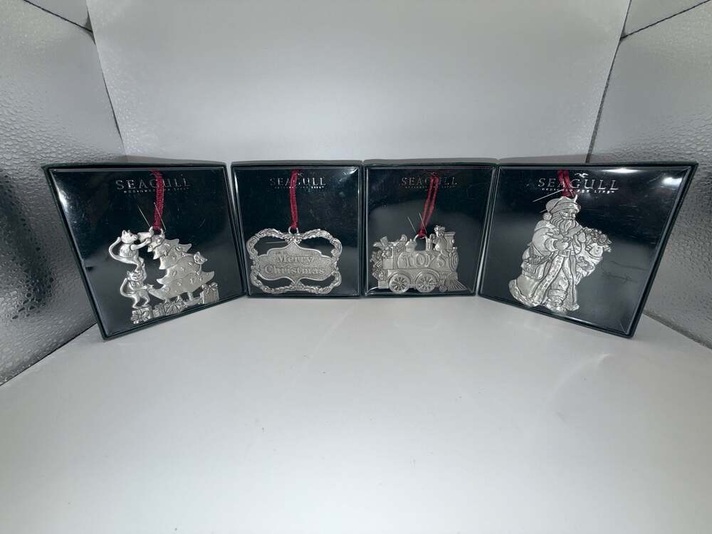 Seagull Pewter Christmas Ornaments Set of 4